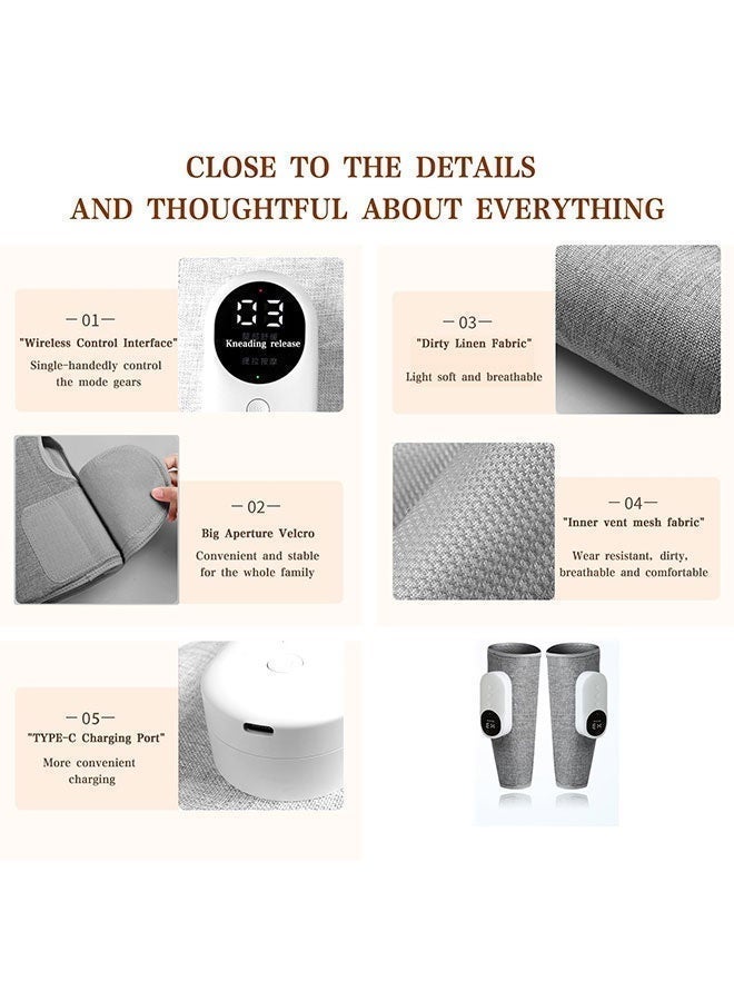 WINEENEE Leg Air Compression Massager with Heat, 3 Massage Modes & 3 Intensity Levels, Comfortable Calf Wrap Design for Daily Relaxation (1 Pair) - Image 2